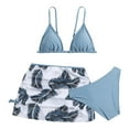 thumbnail image 1 of ZTKWD Girls Swimsuit Bathing Suits 3 Piece Tropical Floral Twist Cross Bikini Sets Girls' Swimwear with Cover Up Skirt 7-16T, 1 of 7