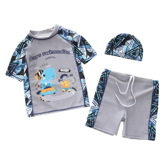 ZTKWD Little Boys Pullover Rash Guard and Swim Trunks Outfit Set Cool Shark Dinosaur