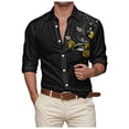 thumbnail image 1 of ZTKWD Mens Dress Shirts Hipster Rose Floral Printed Slim Fit Long Sleeve Button Down, 1 of 4