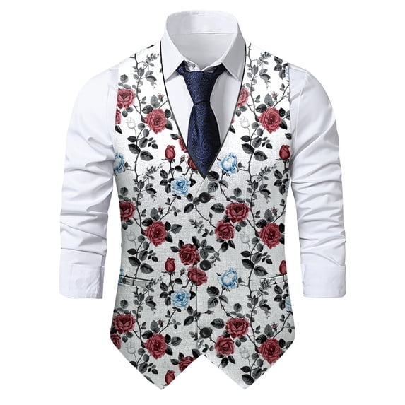 ZTKWD Mens Suits Vest Valentines Heart Print Pattern Button Down Blazer Fashion Lightweight Slim Casual Suit Jacket