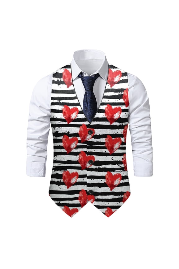 Mens Suits Vest Valentines Lip Heart Print Pattern Button Down Blazer Fashion Lightweight Slim Casual Suit Jacket