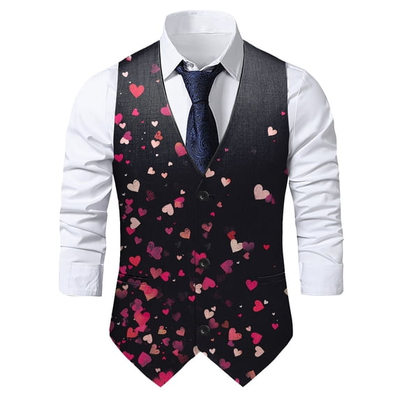 ZTKWD Mens Suits Vest Valentines Lip Heart Print Pattern Button Down Blazer Fashion Lightweight Casual Suit Jacket