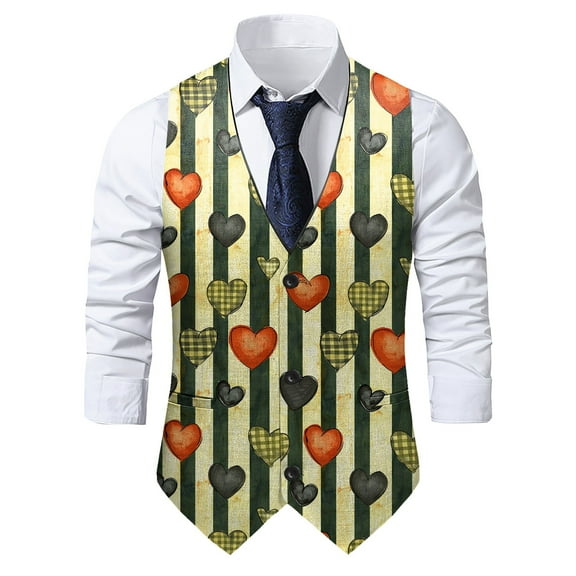 ZTKWD Mens Suits Vest Valentines Lip Heart Print Pattern Button Down Blazer Lightweight Slim Casual Suit Jacket