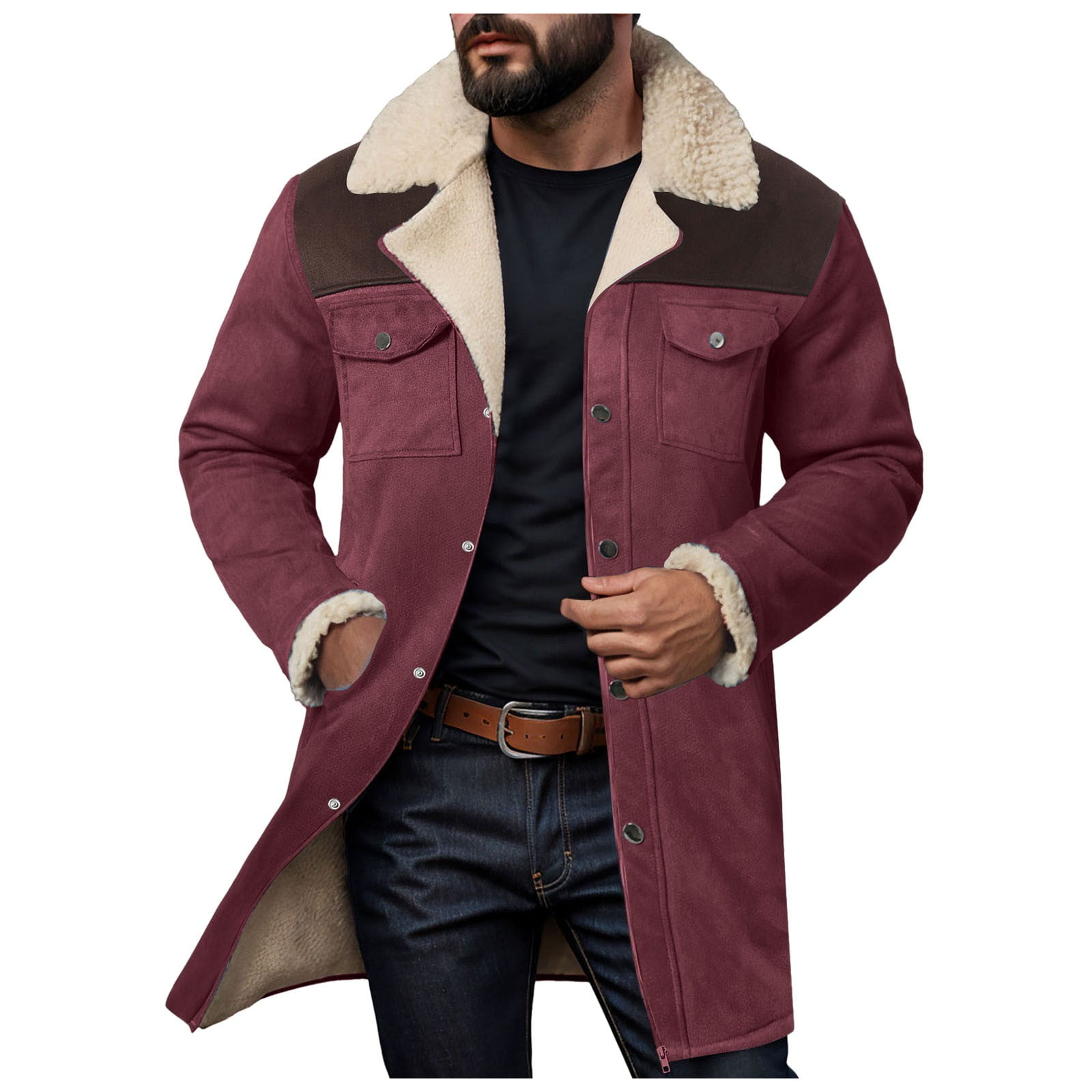 ZTKWD Mens Western Cowboy Jacket Long Trench Coats Vintage Jacket