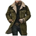 thumbnail image 1 of ZTKWD Mens Jacket Western Cowboy Vintage Jacket Long Trench Coats Zip Up Plush Collar Cowboy Peacoat Retro Tops, 1 of 5