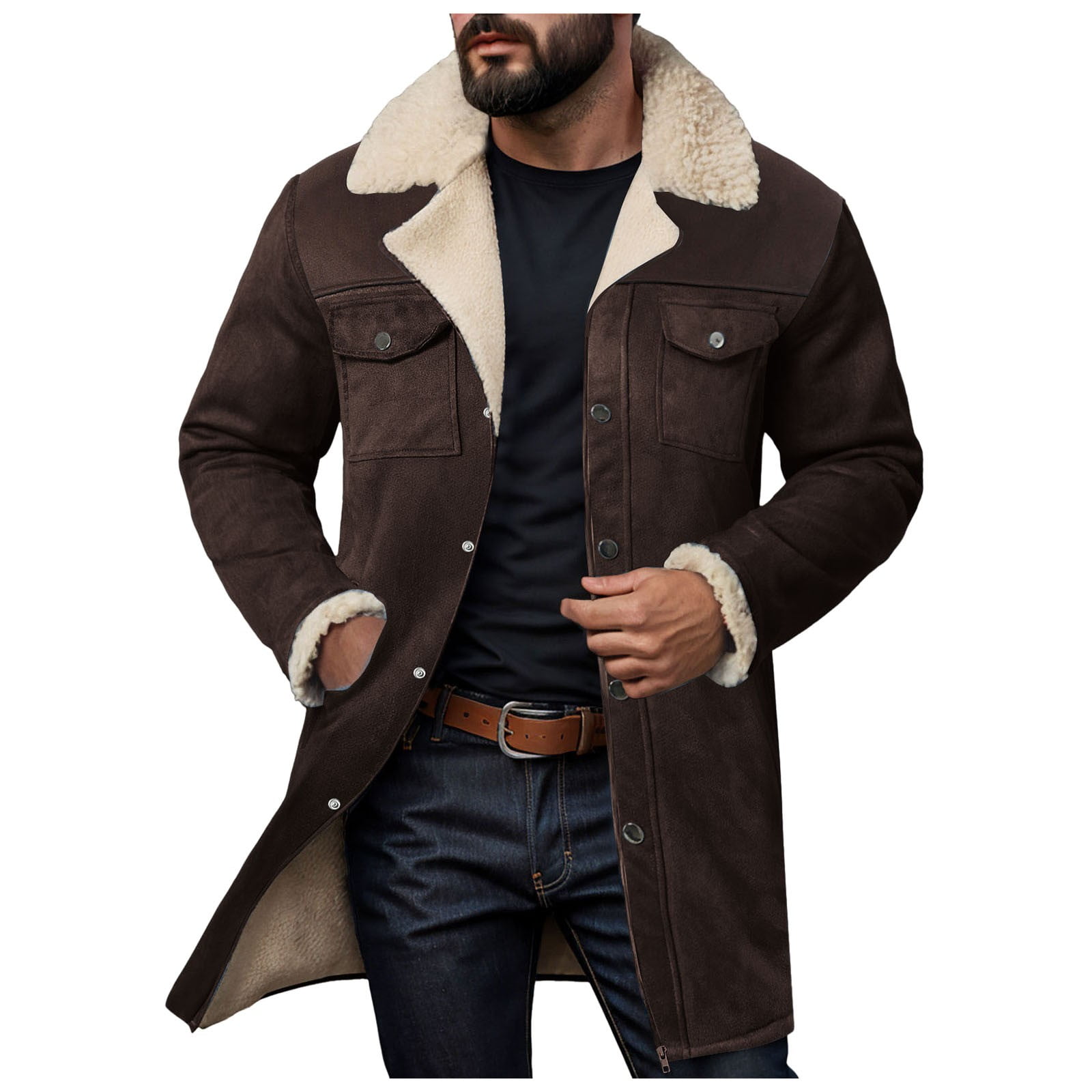 ZTKWD Mens Western Cowboy Jacket Long Trench Coats Vintage Jacket