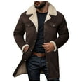 thumbnail image 1 of ZTKWD Mens Western Cowboy Jacket Long Trench Coats Vintage Jacket Plush Collar Zip Up Cowboy Peacoat Retro Tops, 1 of 6