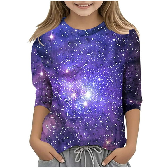 ZTKWD Shirts for Boys Girls Kids 3/4 Sleeve 3D Print Graphic Funny Colorful Summer Tee Shirts for Kids 6-16 Years