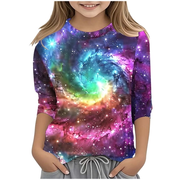 ZTKWD Shirts for Boys Girls Kids 3D Graphic T-Shirt Cool Crewneck 3/4 Sleeve Top Tees for Teens 6-16 Years