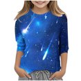 thumbnail image 1 of ZTKWD Shirts for Boys Girls Kids Tops 3/4 Sleeve Starry Sky Galaxy Print for Kids 6-16 Years, 1 of 4