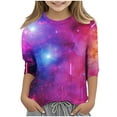 thumbnail image 1 of ZTKWD Shirts for Boys Girls Kids Tops 3/4 Sleeve Starry Sky Galaxy Print for Teens 6-16 Years, 1 of 4