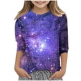 thumbnail image 1 of ZTKWD Boys Girls Tie Dye Shirt Tops 3/4 Sleeve Starry Sky Galaxy Print for Kids 6-16 Years, 1 of 4