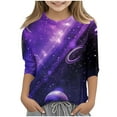 thumbnail image 1 of ZTKWD Shirts for Boys Girls Kids Tops 3/4 Sleeve Starry Sky Galaxy Print for Teen and Kids 6-16 Years, 1 of 4