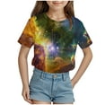 thumbnail image 1 of ZTKWD Shirts for Boys Girls Kids Tops Short Sleeve Starry Sky Galaxy Print for Teen and Kids 6-16 Years, 1 of 4