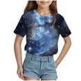 thumbnail image 1 of ZTKWD Shirts for Boys Girls Kids Tops Short Sleeve Starry Sky Galaxy Print for Teen and Kids 6-16 Years, 1 of 4