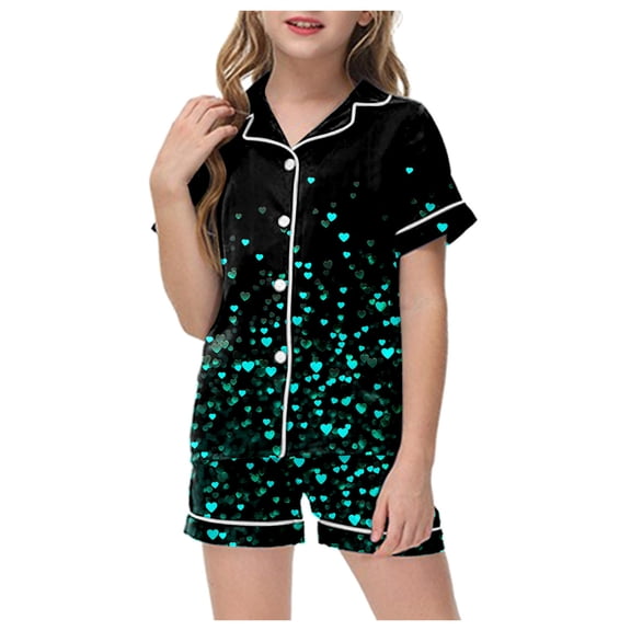 ZTKWD Valentine's Day Girls Soft Pajamas Cotton Toddler Pjs Long Sleeve Kid Sleepwear Sets Home Love Heart