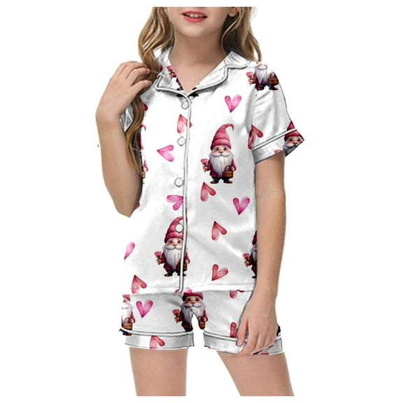 ZTKWD Valentine's Day Girls Soft Pajamas Cotton Toddler Pjs Long Sleeve Kid Sleepwear Sets Home Love Heart