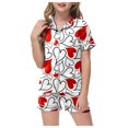 thumbnail image 1 of ZTKWD Valentine's Girls Womens Pajamas, Satin Silky Pjs Set Kids 2Pcs Button-Down Nightwear Sleepwear Gift Travel Love Heart, 1 of 4
