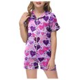 thumbnail image 1 of ZTKWD Valentine's Day Girls Womens Pajamas, Satin Silky Pjs Set Kids 2Pcs Button-Down Nightwear Sleepwear Gift Travel Pink Heart, 1 of 4