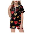 thumbnail image 1 of ZTKWD Valentine's Day Kids Girl Pajama Set Girl Satin Silky Button-up Pajama Sleepwear Home Love Heart, 1 of 4