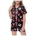 thumbnail image 1 of ZTKWD Valentine's Day Kids Girl Pajama Set Girl Satin Silky Button-up Pajama Sleepwear Home Love Heart, 1 of 4