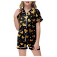 thumbnail image 1 of ZTKWD Valentine's Day Satin Pajama Sets Girls Silk Button Down Short Sleeve & Shorts Sleepwear 2PCS Loungewear PJS Home Pink Heart, 1 of 4