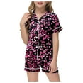 thumbnail image 1 of ZTKWD Valentine's Girls Pajamas Set Soft Silk Satin 2 Piece PJs Sleepwear for Comfortable Nights Home Pink Love Heart, 1 of 4