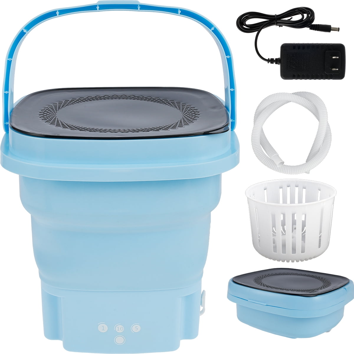 Ztoo Foldable Washing Machine Mini Portable Washing Machine with Drain Basket Lightweight Washer 3 Speed Timing Reusable for Baby Clothes Underwear