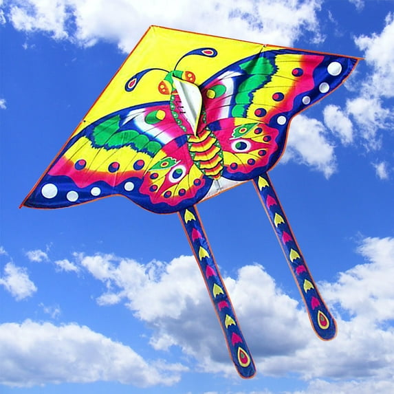 ZTOO Outdoor Butterfly Kite with Long Colorful Tails Blue 90*50CM for Kids and Adults