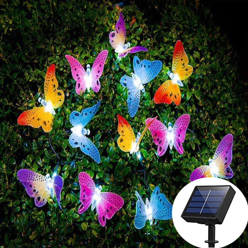 Butterfly solar cell decoration - Solarbeleuchtung LED Star Trading