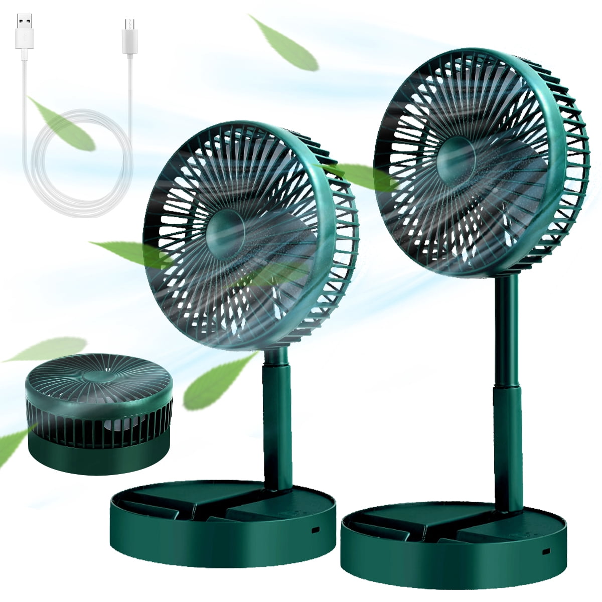 ZTOO USB Cordless Desk Fan with 3 Speed Rechargeable Portable Cooling Fan 270° Adjustable Folding Electric Fan for Home Office Bedroom Indoor Outdoor