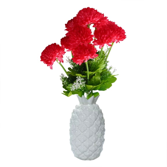 ZTTD 1 Bundle Artificial Chrysanthemums Flowers Silk Chrysanthemum Ball with 7 Heads Faux Ball Fake Spring Bridal Flowers for Home Table Centerpieces Wedding Decor (Red)