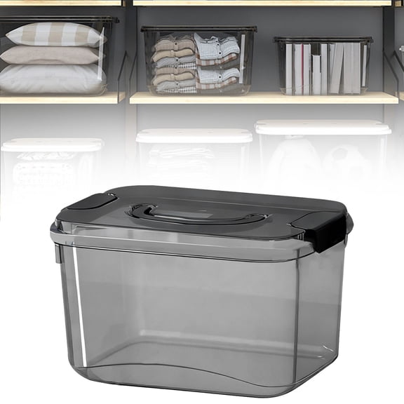ZTTD 1 Pack Plastic Craft Storage Container Bin with Lid, Small Art & Office Supply Organizer Tote, Sensory Bins & Boxes for Home & University, Stackable, Carry Handle, 9.44x6.89x5.71inch