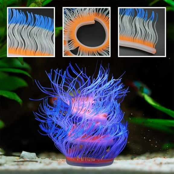 ZTTD 1 Pieces Aquarium Fish Tank Decorations with Glowing Effect, Silicone Glow Artificial Ornament Coral Reef Plants for Aquarium Decoration Small and Large Fish Bowl Decor Accessories