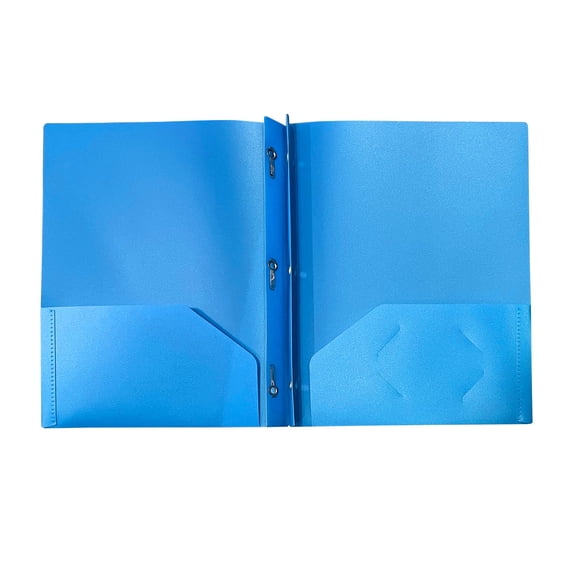 ZTTD 1Pc Plastic Folder with Pockets and Prong, Colored Heavy Duty 2 Pocket File Folder Letter Size, 3 Prong Folder, 2 Pocket Folder, Folders with Prongs for Home, and Office(Blue)