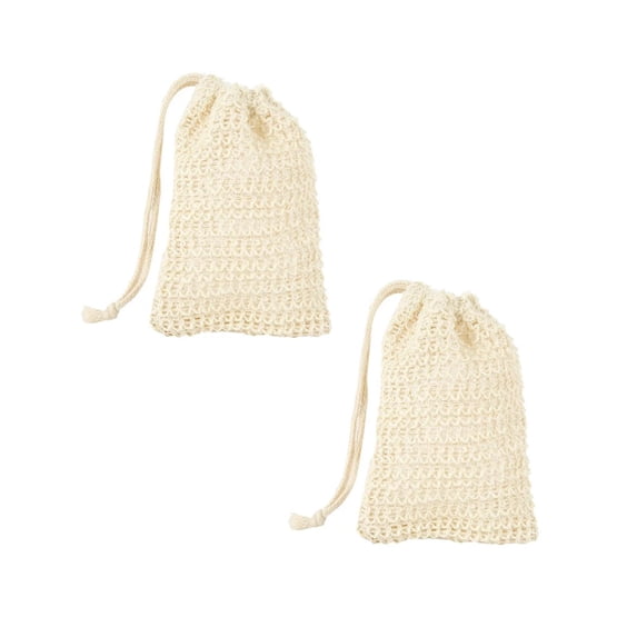ZTTD 2 Pack Soap Bags Natural Sisal Soap Saver Bags Pouch Mesh Waste Exfoliating Foaming and Drying Soap Holder for Shower