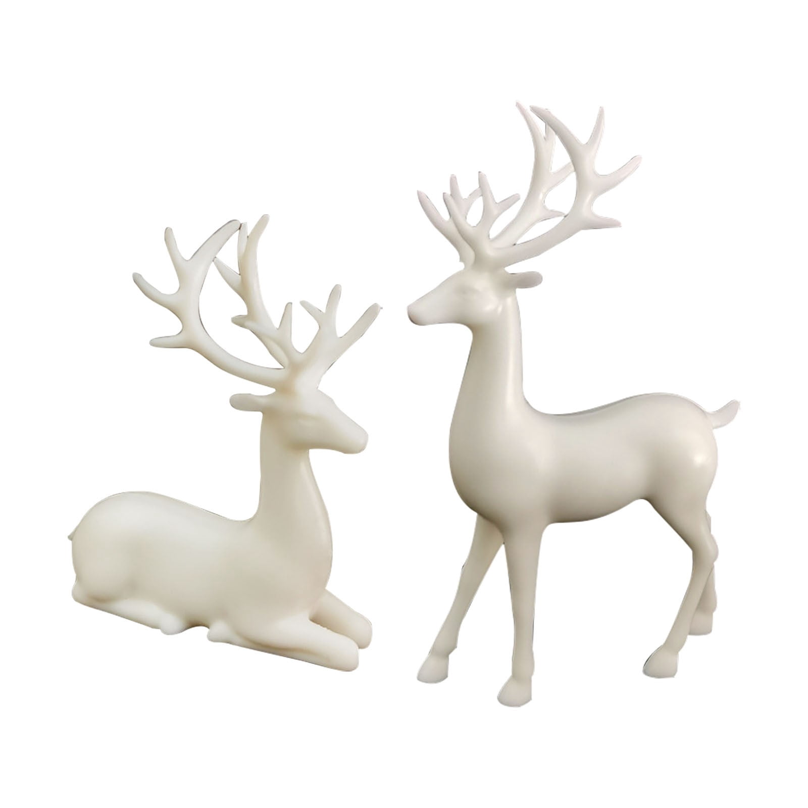 ZTTD 2pcs Reindeer Sculpture Resin Christmas Elk Statues Home Office ...