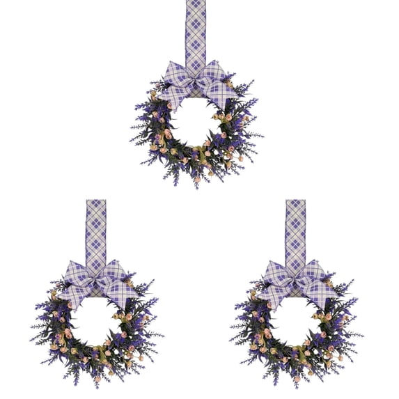 ZTTD 3 Pcs Spring Summer Candle Rings Wreaths Mini Artificial Floral Wreath with Lavender for Wedding Party All Seasons Farmhouse Home Table Decoration