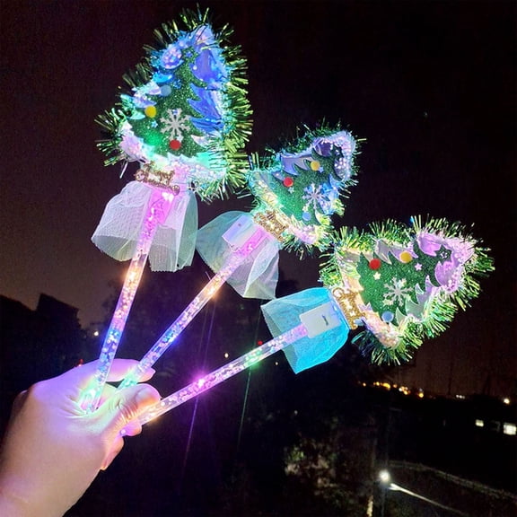 ZTTD 3Pcs Fairy Wand, Light Up Christmas Tree Wands Flashing LED Wands, Christmas Tree Flashing Fairy Sticks with 3 Lighting Modes, Portable Fairy Sticks for Party Favors