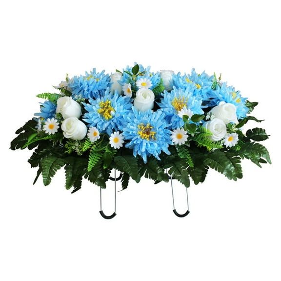 ZTTD Artificial Cemetery Flower Saddles Cemetery Memorial Flowers with Vase for Decorations Rose Flowers Saddle Used for Tomb Decoration Hot Sale! Home Decor Artificial flowers