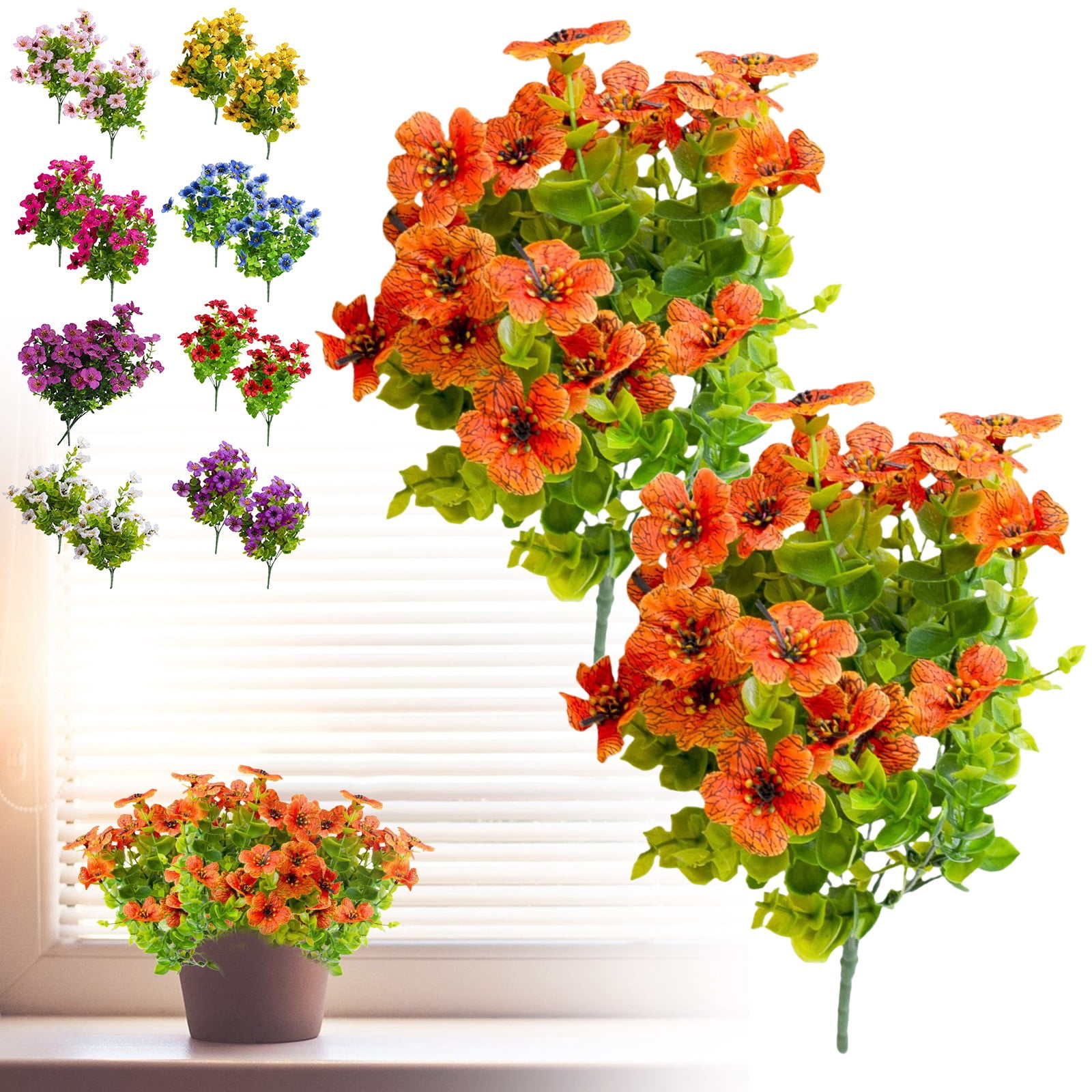 ZTTD Artificial Fake Flowers for Outdoor Spring Decoration, 18 Bundles Faux Silk Colorful Daisies UV Resistant Realistic for Outside Porch Patio Home Yard Garden Planters Pots Window Box