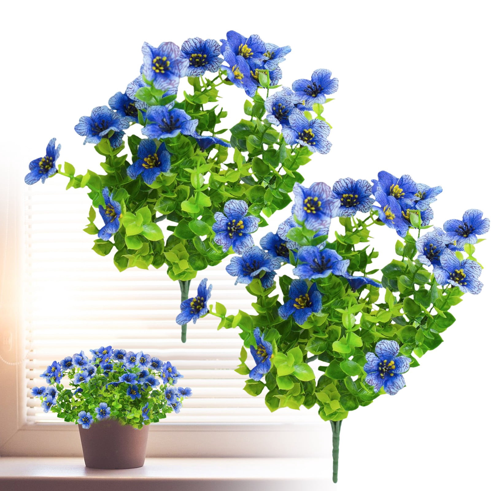 ZTTD Artificial Fake Flowers for Outdoor Spring Decoration, 2 Bundles Faux Silk Colorful Daisies UV Resistant Realistic for Outside Porch Patio Home Yard Garden Planters Pots Window Box