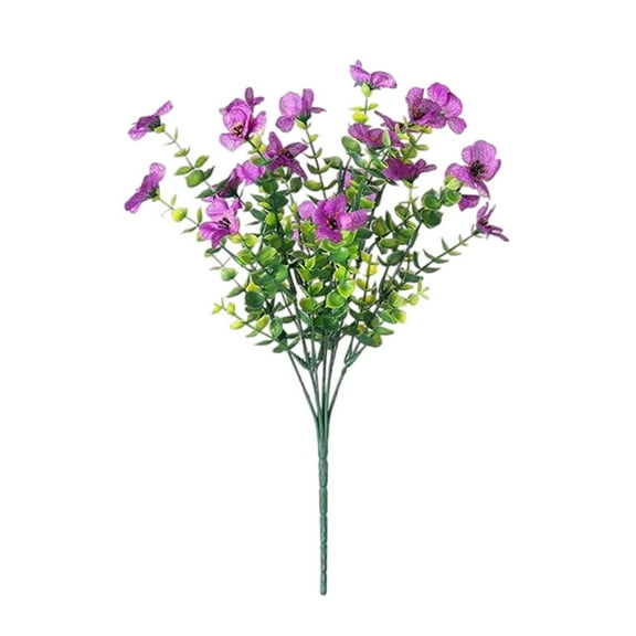 ZTTD Artificial Fake Plants Flowers for Outdoors, 1 Bundles UV Resistant Faux Plastic Purple Violet Flowers for Outside Spring Summer Decor