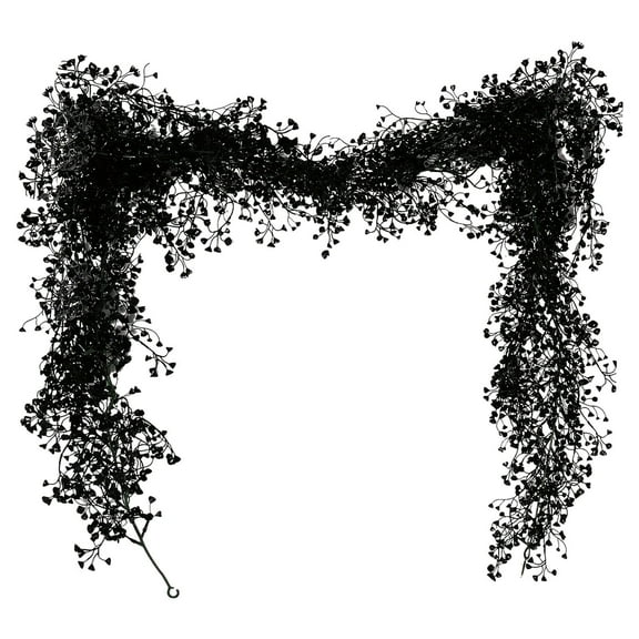 ZTTD Black Artificial Flowers Black Eucalyptus Garlands Halloween Garland Black Leaf Garland with Flowers Fake Floral Greenery for Halloween Party Decor Home Backdrop Wall Fall Decor