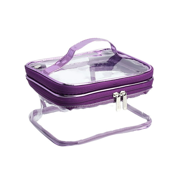 ZTTD Clear Double Makeup Bag Zipper Waterproof Portable Travel Storage Pouch 3 Colors for Men and Women for Work and Travel