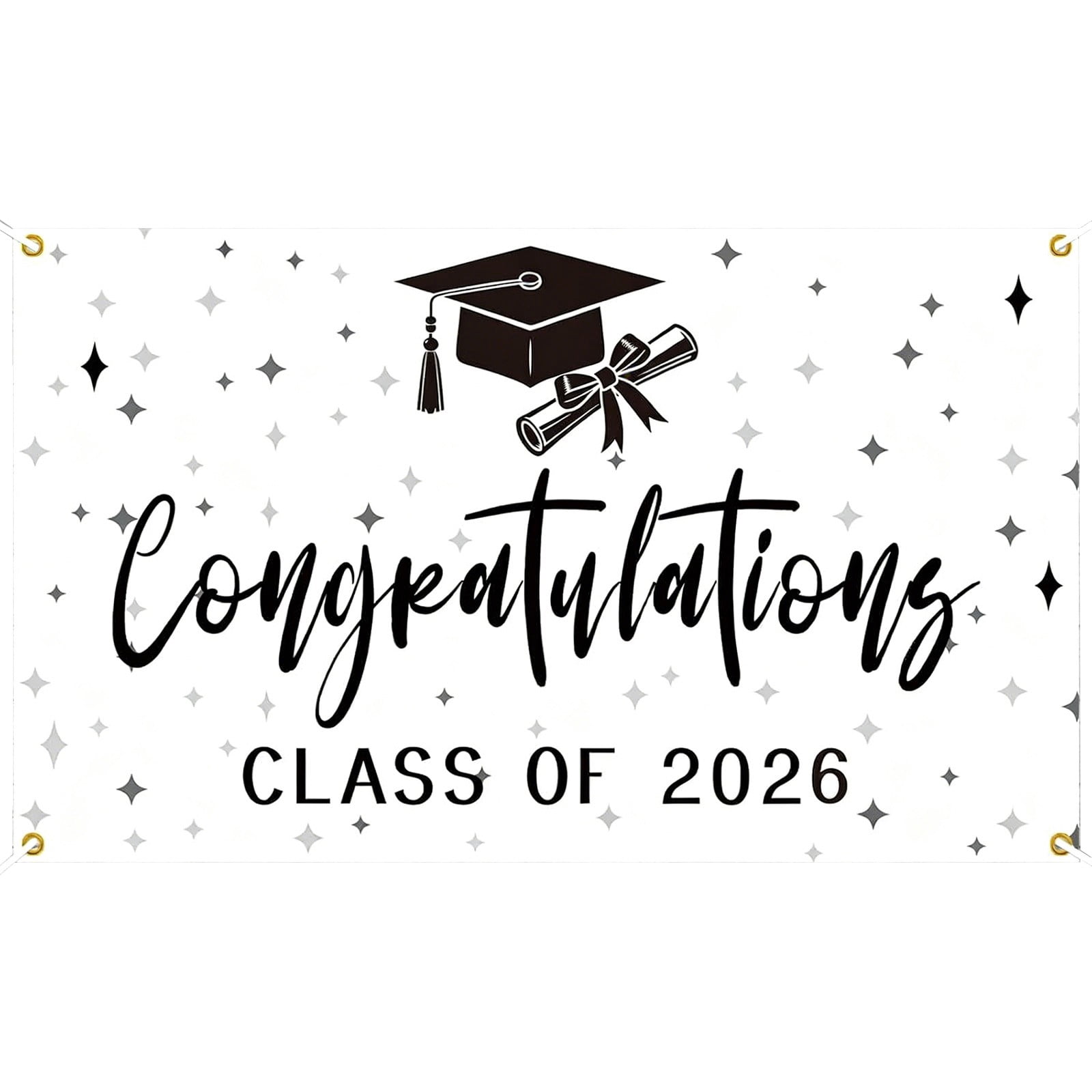 ZTTD Congratulations Class of 2026 Backdrop, Black & White 2026 ...