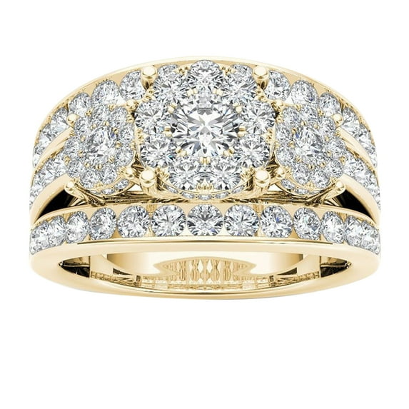 ZTTD Couple Rings Gold-plated Inlaid Zircon Ring Classic Jewelry