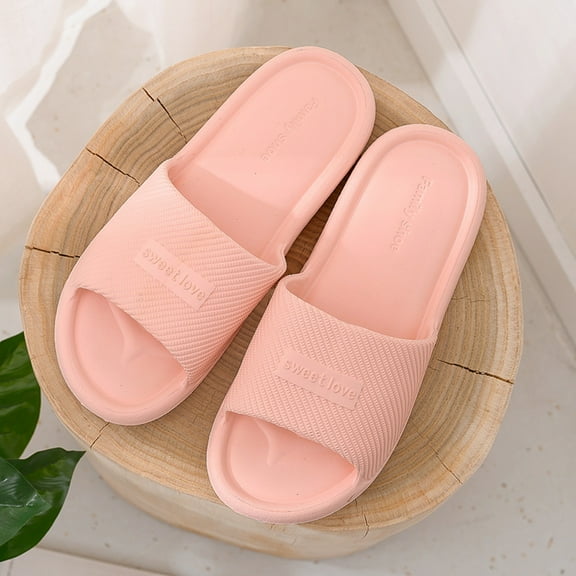 ZTTD Couples Home Bathroom Non-Slip Soft To Wear Slippers Flip Flops The Flat Shoes Pink