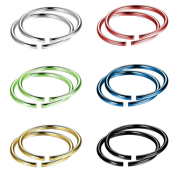 ZTTD Double Nose Hoop Ring for Piercing Nose Hoop, Nose Ring Hoop for Women, Spiral Nose Hoop for Girls, Nostril Piercing Jewelry 12PC