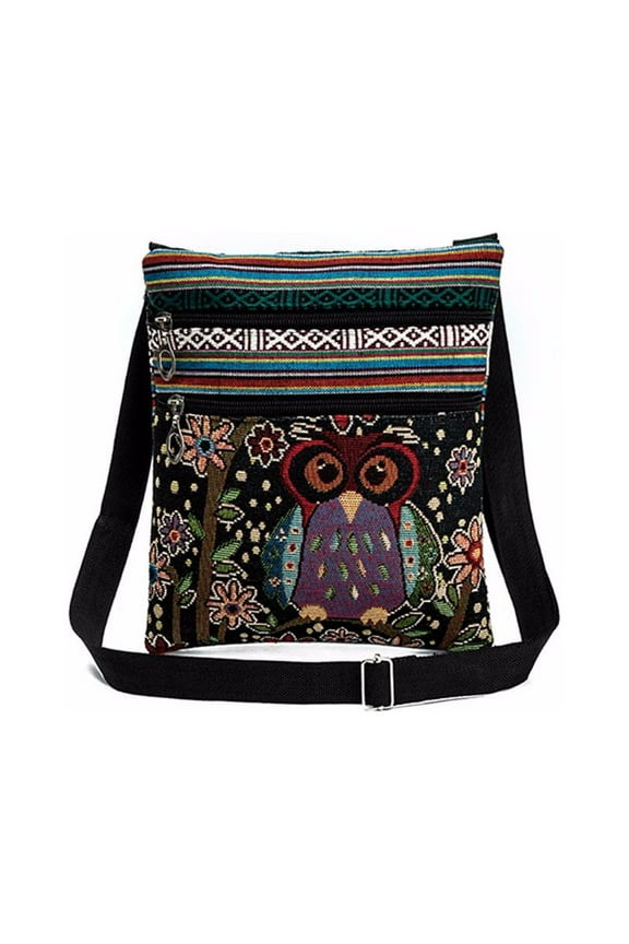 Embroidered Owl Tote Bags Women Shoulder Bag Handbags Postman Package